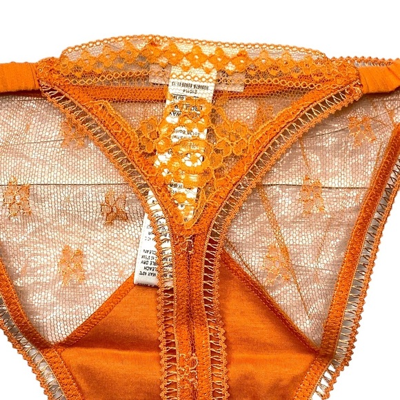 LA PERLA LACE THONG FLORAL LACE THONG ORANGE L - Picture 9 of 12